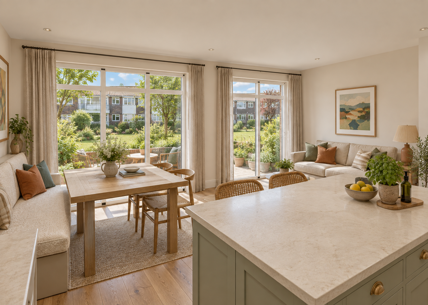 Proposed kitchen and dining space overlooking the courtyard